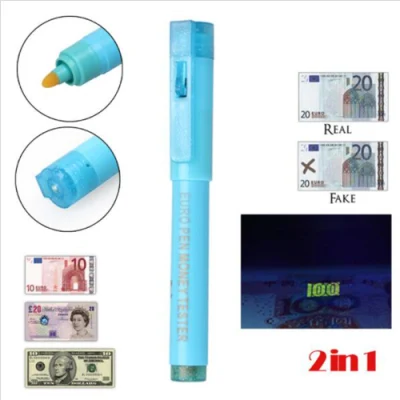 2 en 1 détecteur de faux billets stylo testeur de billets stylo UV Blacklight détecteur de devises